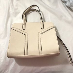 Light cream with black accent, purse with straps